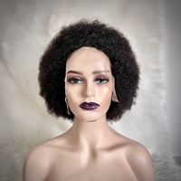 100% cheveux humains Afro crépus bouclés 4C perruque couleur naturelle haute densité faite à la machine/dentelle frontale transparente HD dentelle perruque personnalisée