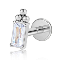 Bijou de piercing en titane G23/F136 sur mesure, labret à filetage interne, zircon, cœur, couronne, piercing pour la langue, cartilage, boucle d'oreille