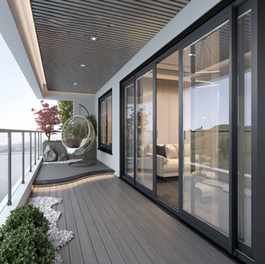 Zanzara in acciaio inox a doppio vetro temperato moderna in lega di alluminio Villa a prova di vento porte scorrevoli in alluminio per la casa - Product Image 5