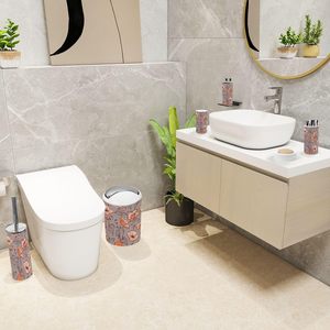 Juego de accesorios de baño dibujados a mano con flores florales rojas y azules de 6 piezas, accesorios de baño de acero inoxidable, acabado cepillado para uso en la cocina - Product Image 2