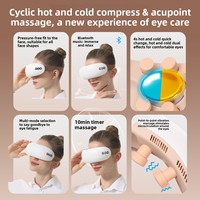 Masseur oculaire sans fil avec compresse chaude et froide, appareil de massage pour les yeux avec 12 vibrateurs en silicone pour soulager les migraines, la sécheresse oculaire et favoriser la relaxation