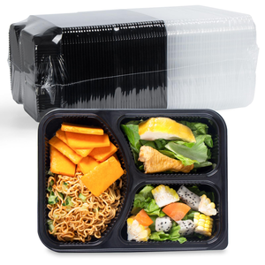 Barquette alimentaire en PP à 3 compartiments, film thermoscellable, sans BPA, conteneur jetable pour la préparation des repas, vente en gros pour la livraison de repas - Product Image 1