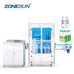 ZONESUN التلقائي عالي السرعة دوار OPP عصير المياه الخطي زجاجة مستديرة ، ماكينة وضع العلامات