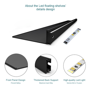 Odern Invisible upupport etal lack Hite lack OOD OD 9 Inch loating alalon Ed ight helves Book helhelf isplay - Product Image 4