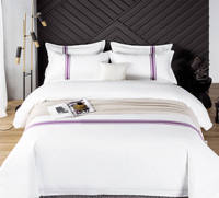 Ensemble de draps d'hôtel sur mesure, blanc, 100% coton, 4 pièces, vente en gros, ensemble de literie d'hôtel haut de gamme, blanc pur et simple