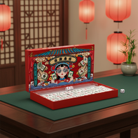 Mahjong miniature portable en plastique imperméable, imprimé offset, style chinois, thème créatif, pour voyage et cadeau d'extérieur