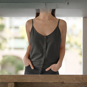 Blusa de Verano para Mujer 2026, Estilo Europeo Americano, Casual, Cuello en V, Abotonada, Manga Larga, Tejido Dobby Sólido de 160g, Poliéster - Product Image 3