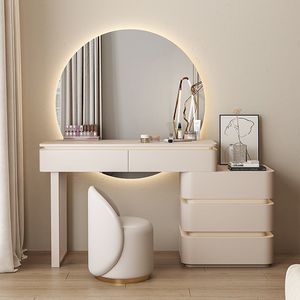 Nuevo <span class=keywords><strong>Mueble</strong></span> de Maquillaje Integrado de Lujo <span class=keywords><strong>con</strong></span> Almacenamiento, Diseño Moderno, Extensible, <span class=keywords><strong>con</strong></span> Luz, <span class=keywords><strong>para</strong></span> Sala de Estar, de Madera de Pino y Panel MDF <span class=keywords><strong>con</strong></span> <span class=keywords><strong>Espejo</strong></span> - Product Image 1