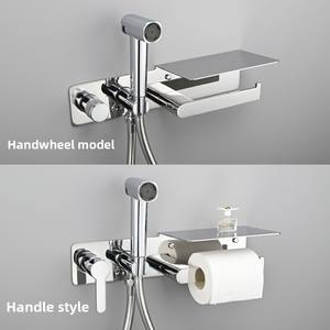 Juego de bidé de pared con rociador oculto y soporte <span class=keywords><strong>para</strong></span> papel higiénico, <span class=keywords><strong>para</strong></span> agua fría y caliente, ideal <span class=keywords><strong>para</strong></span> baño. - Product Image 6