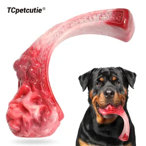ノベルティデザインの犬の噛むおもちゃシミュレーショントマホークステーキシェイプビーフフレーバーナイロン不滅の犬の骨の臼歯のおもちゃ