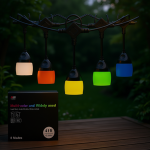 Guirnalda de luces LED de 41 pies, impermeable, para decoración de jardín exterior, con enchufe, 12 bombillas, multicolor, 8 modos - Product Image 2