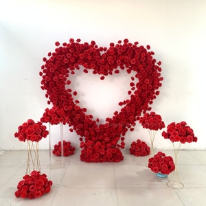 Nuevo Arco Decorativo Floral en Forma de Corazón Rojo y Rosa de <span class=keywords><strong>2</strong></span> <span class=keywords><strong>Metros</strong></span> para Decoración de Fondo de Escenario de Bodas y Fiestas - Product Image 3
