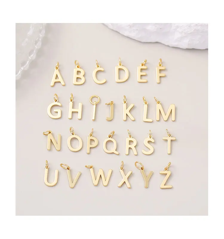 18k Gold Filled A to Z 26 Letters Charm Initial Charm Letter Pendant for DIY Bracelet Necklace Jewelry Making