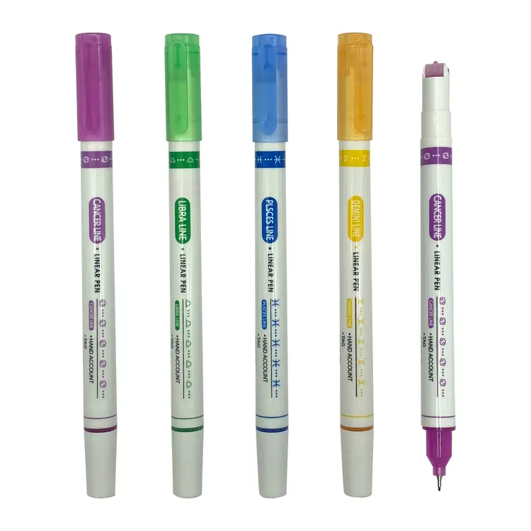 Échantillons gratuits personnalisés 6 12 pièces surligneur de couleur stylo fineliner avec tampon double pointe courbe surligneur stylo ensemble