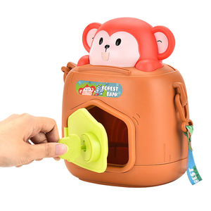 Tirelire Singe de Dessin Animé avec Serrure à Clé, Sangle Réglable et Autocollants – Cadeau Éducatif pour Enfants pour Économiser Monnaie et Billets - Product Image 1