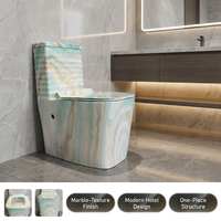 WC monobloc en porcelaine à texture marbre de haute qualité, blanc, pour hôtels modernes