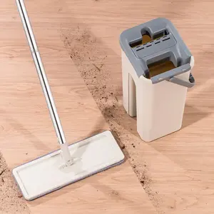 Household Hand free wash Bucket Cleaner Mop Microfiber Cleaning Flat Extrusion Magic Wood Floor Lazy Squeeze Mop Bucket set