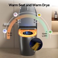 WC intelligent monobloc sans réservoir avec bidet intégré, ouverture/fermeture automatiques, siège chauffant, eau chaude, séchage, télécommande