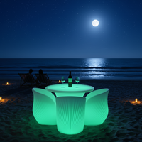 Ensemble de meubles lumineux RGB à changement de couleur, chaise et table en PE pour fêtes, discothèques, terrasses extérieures
