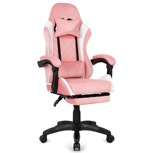 <strong>UK</strong> Premium Racer <strong>Cheap</strong> Sporty <strong>Office</strong> Computer <strong>Chair</strong> Stylish Diamond Stitching Pro Pink White Swivel Gaming <strong>Chair</strong> with Footrest - Product Image 1