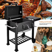 Parrilla de Carbón de Diseño Moderno, Tamaño Familiar, Ahumador, Asador, Horno de Acero Inoxidable, Portátil para Barbacoa al Aire Libre, Reuniones Familiares