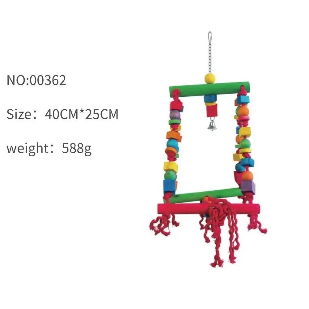 木製の鳥のおもちゃはしごスイングスタンディングスティックカラーコットンロープネイチャーヘチマグノーバイトビッグオウムのおもちゃ