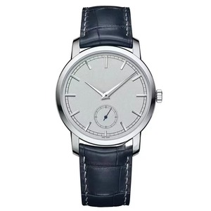 Montre mécanique de luxe haut de gamme pour homme, cadran argenté, boîtier en acier inoxydable, petite fonction des secondes, nouvelle collection 2026, bracelet en cuir - Product Image 5