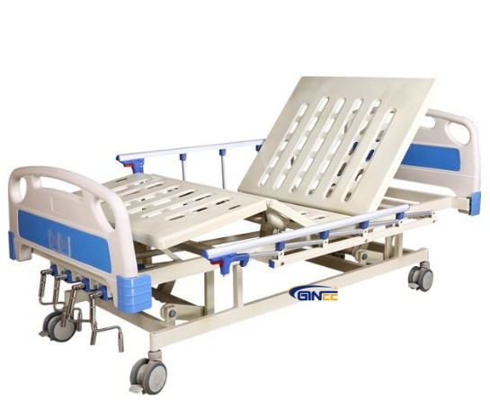 Ginee Medical Adjustable 5 Function Manual Patient Bed with Crank System for Hospital Use