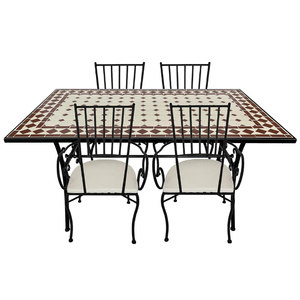Set Moderno di Tavolo <span class=keywords><strong>Bistrot</strong></span> Pieghevole e 4 Sedie con Design in Ferro e Mosaico per Uso Esterno in Giardino - Product Image 1