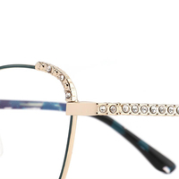 Lunettes optiques de luxe pour femmes, monture en métal sertie de diamants, anti-lumière bleue, écologiques, légères, avec étui pour adultes