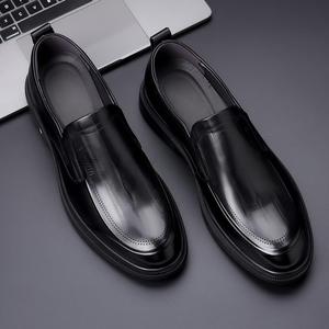 Chaussures en cuir pour hommes printemps 2026, style britannique, décontractées et habillées pour le travail, noires, à enfiler, en cuir véritable - Product Image 5