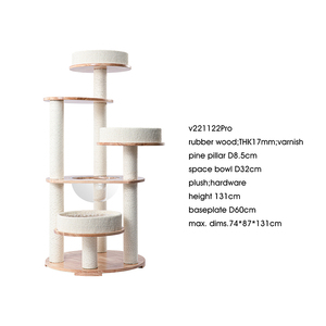 Villa d'activités pour chat professionnelle de luxe, grande taille, en bois, 4 niveaux, plateforme de <span class=keywords><strong>saut</strong></span>, tour griffoir, durable - Product Image 6