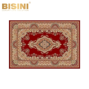 Tapis à motif persan en pure laine <span class=keywords><strong>de</strong></span> style européen Délicat Villa <span class=keywords><strong>de</strong></span> Nouvelle-Zélande <span class=keywords><strong>Soie</strong></span> tissée noire et rouge pour la prière dans le salon - Product Image 6