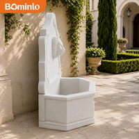 Fontaine murale grande taille en pierre blanche sculptée à la main, tête de lion, style classique européen, pour jardin et cour extérieure