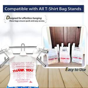 Merci T-shirt Sacs de transport Sacs en plastique jetables PBT avec poignées de qualité alimentaire pour supermarché Shopping Restaurant Utilisation - Product Image 3