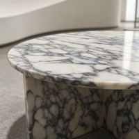 Table basse moderne de luxe haut de gamme au design minimaliste, forme basse, en marbre Calacatta Viola, pour salon