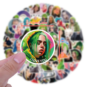 ZY3117C 55 pièces Autocollants décoratifs en vinyle imperméables pour scrapbooking, graffiti, bricolage, guitare, ordinateur portable, bagages, style Billie Eilish - Product Image 2