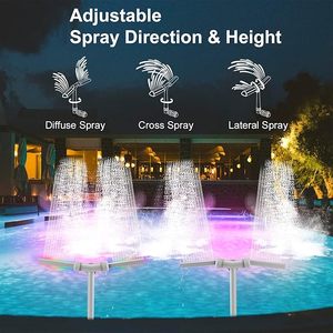 Fontaine <span class=keywords><strong>de</strong></span> <span class=keywords><strong>piscine</strong></span> solaire portable et pliable avec lumières RGB, cascade et double pulvérisateur réglable pour <span class=keywords><strong>piscine</strong></span> creusée - Product Image 3