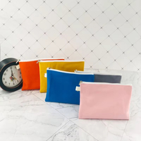 Kanvas katun dompet kecil kartu kredit tas kosmetik ritsleting ramping dompet wanita warna murni dompet koin saku tempat kartu uang tas