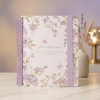Carnet A4 élégant avec motif de fleurs et de papillons violets, couverture rigide résistante aux rayures, pages intérieures de haute qualité de 160 feuilles, boîte cadeau