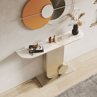 Table console en métal ultra-mince de luxe léger en pierre frittée italienne, table moderne pour salon, couloir, entrée, durable