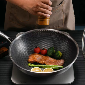 Nhà Máy Trực Tiếp OEM/ODM Chất Lượng Cao Sang Trọng Thép Không Gỉ Tổ Ong Chảo Chảo Glass Bìa Cho Cảm Ứng Nồi Chiên Bít Tết - Product Image 4