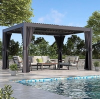 Pergola bioclimatique en aluminium au design moderne, toit à lames orientables imperméable, fonctionnement motorisé/manuel, taille personnalisable pour balcon