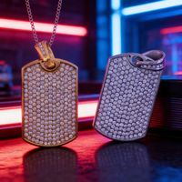 Pendentif rectangulaire géométrique en acier inoxydable plaqué or 18 carats, serti de diamants, pour homme, cadeau pour mariage ou fête
