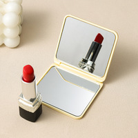 Logo personnalisé noir portable en plastique beauté grossissant maquillage de voyage mignon miroir compact sac à main mini miroir miroir de poche pliant