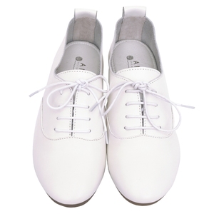 Zapatos Planos de Cuero con Cordones, Forro Acolchado en el Talón y Soporte de Arco Duradero, Acabado Blanco Limpio - Product Image 3