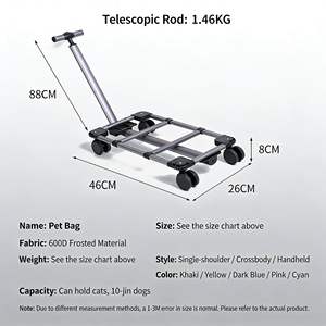 Sac de transport pour animaux de compagnie de style nouveau, grande capacité, bagages à roulettes, roues à 360 degrés, sac d'extérieur pour chats et petits chiens - Product Image 6