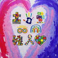 Patch thermocollant en feutre non tissé et PVC, motif arc-en-ciel, cœur, fleur, puzzle, pour la sensibilisation à l'autisme, respectueux de l'environnement, pour sacs