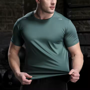 T-shirt Fitness <span class=keywords><strong>da</strong></span> <span class=keywords><strong>uomo</strong></span> in poliestere Spandex <span class=keywords><strong>su</strong></span> <span class=keywords><strong>misura</strong></span> per Jogging <span class=keywords><strong>camicie</strong></span> sportive ad asciugatura rapida abbigliamento <span class=keywords><strong>da</strong></span> palestra a maniche corte stampato in bianco - Product Image 1