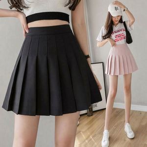 Jupe-short plissée rose unie en fibre de polyester respirante à taille naturelle pour femme, collection Printemps-Été 2025, style coréen décontracté - Product Image 4